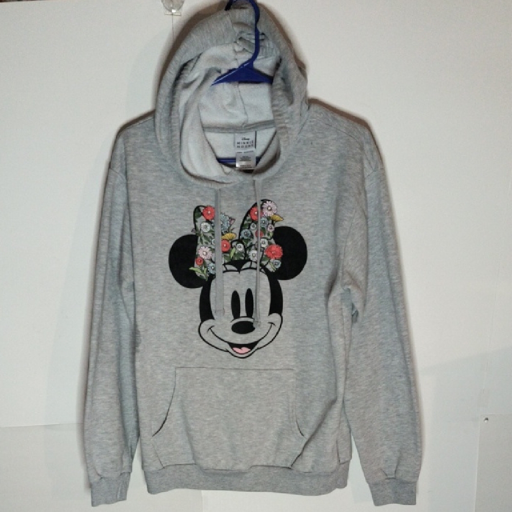 Disney Minnie Mouse Heather Gray Pullover Hoodie with Floral Ears